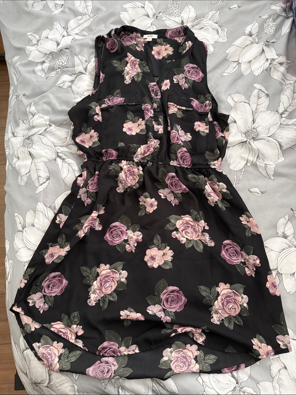 Clothing Label on Floral Fabric